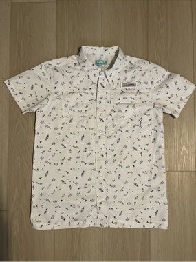 Habit Vented Fishing Shirt Youth XL White / Blue Beach All Over Print Solar 40